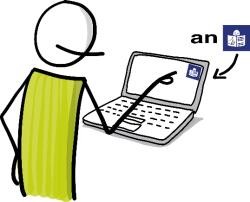 Strichmännchen mit Laptop Strichmännchen mit Laptop