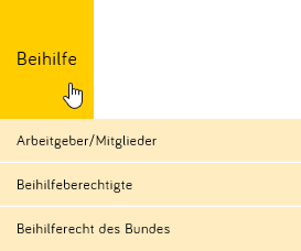 Untermenü der Beihilfe Untermenü der Beihilfe