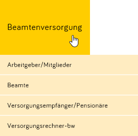 Untermenü der Beamtenversorgung Untermenü der Beamtenversorgung